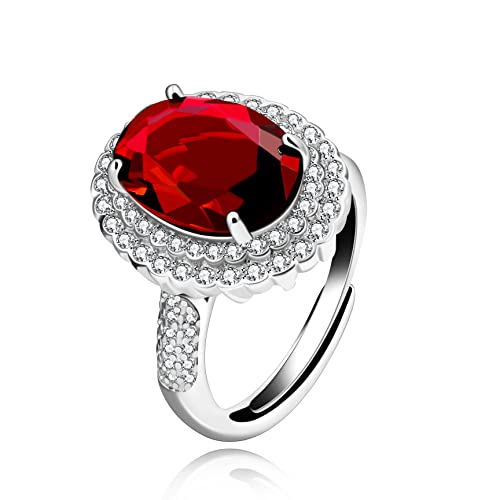Uloveido Simulierte Rubin Birthstone Ovale Ringe Rot Cubic Zirkonia Verlobung Ehering Frauen Einstellbare Offene Größe Y664 (Rot) von Uloveido