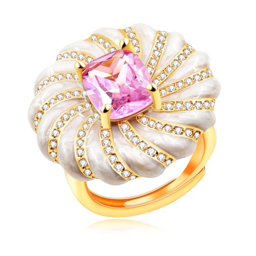 Uloveido Übertriebener Zirkonia-Cocktail-Ring, offen, verstellbar, luxuriöser Hochzeitsschmuck, großer Kristall-Fingerring für Damen, Teenager, Mädchen, Adjustable, Metall, Zirkonia Uloveido Übertriebener Zirkonia-Cocktail-Ring, offen, verstellbar, luxuriöser Hochzeitsschmuck, großer Kristall-Fingerring für Damen, Teenager, Mädchen, Adjustable, Metall, Zirkonia von Uloveido