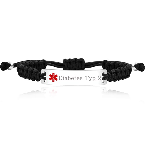 Uloveido Unisex Schwarz graviert Diabetes Typ 2 Medizinische Identität Armband Y3944 Uloveido Unisex Schwarz graviert Diabetes Typ 2 Medizinische Identität Armband Y3944 von Uloveido