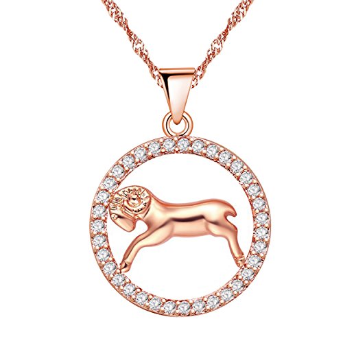 Uloveido Widder Halskette für Frauen Mädchen Rose Gold Plated Geburtstag Jubiläum Schmuck Halskette für Freunde Sternzeichen Geschenke N1047 von Uloveido