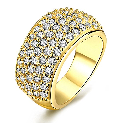 Uloveido Womens Gold Plated Labor Erstellt Diamant Ehering CZ Ewigkeit Band Jubiläum Ring Birthstone Ring für Frauen Freundin (Gold Größe 57 (18.1) CR002 von Uloveido