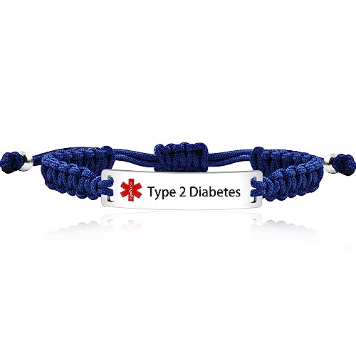 Uloveido Y3944-UK Medizinisches Notfall-ID-Armband, lasergraviert, Epilepsie, verstellbares Armband für Männer und Frauen, Notfall, Erste Hilfe, handgefertigt, geflochten, Gesundheitswarnung, von Uloveido