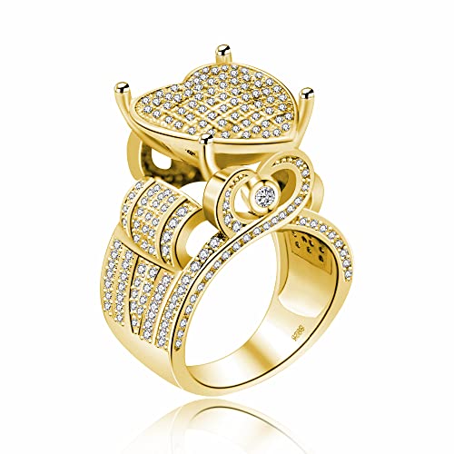 Uloveido Y426 Damen-Verlobungsring, platiniert, mit Herz und Zirkonia, Größe V1/2 (64,6 mm), Metall, Cubic Zirkonia, UK Size V1/2(64.6mm), Metall, Zirkonia von Uloveido