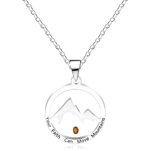 Uloveido Y4745 Halskette mit Senfsamen kann Berge versetzen, Edelstahl, inspirierend, christliche Halskette, Schmuck für Damen und Herren, M, Edelstahl, Kein Edelstein von Uloveido