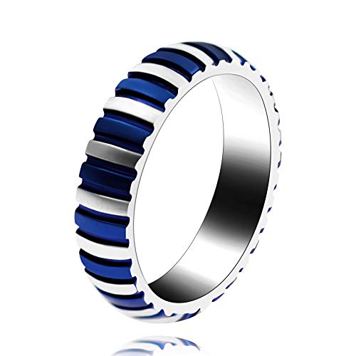 Uloveido Y758 Herren-Ring aus Stahl, Blau / Weiß, Metall, Kein edelstein von Uloveido