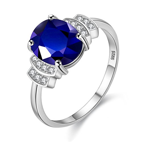 Uloveido Zierliche Marineblau Genieue Spinell Jubiläum Ringe 925 Sterling Silber Verlobungshochzeitsringe Schmuck Größe 54 (17.2) CJ008 von Uloveido