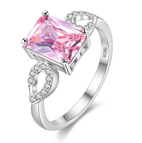 Uloveido Mode Smaragd Cut Rosa Infinity Ring Rhodium Überzogener Kristall Versprechen Hochzeit Ringe für Frauen Charme Brautschmuck Größe 57 (18.1) Y3040 von Uloveido