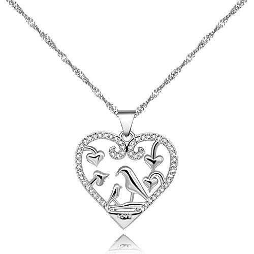 Uloveido personalisierte Mutter Halskette, Mama und Baby Vögel Herz Halskette mit Kolibri, Mutter Tag Geschenke für Großmütter (silberne Farbe) Y483 von Uloveido