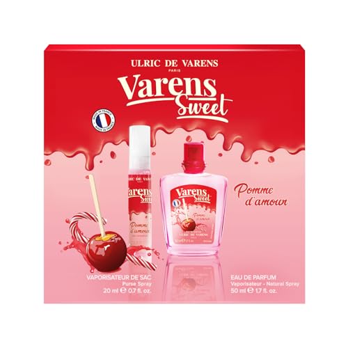 ULRIC DE VARENS Duft-Set Varens Sweet Pomme D'Amour – Eau de Parfum für Damen, 50 ml + Zerstäuber für Beutel 20 ml – Gourmand fruchtig Apfel – hergestellt in Frankreich von Ulric de Varens