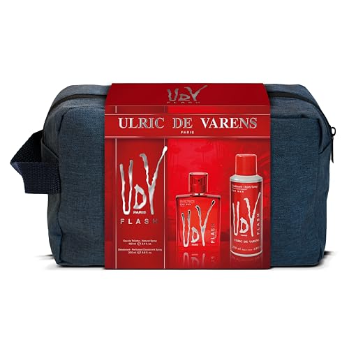 ULRIC DE VARENS - Federmäppchen UDV Flash – Eau de Toilette für Herren, 100 ml + Deodorant 200 ml – Orientalische Farn Marine – hergestellt in Frankreich von Ulric de Varens
