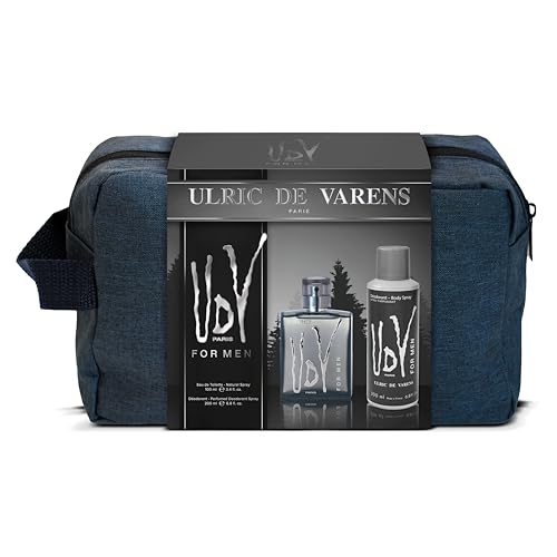 ULRIC DE VARENS - Federmäppchen UDV For Men – Eau de Toilette für Herren 100 ml + Deodorant 200 ml – orientalischer Holzfarn – hergestellt in Frankreich von Ulric de Varens