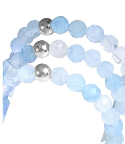 Aquamarin hellblau Finger Ring Echtsilber Elastikband dehnbar von Ulrike Schmitt Edelsteinkreationen