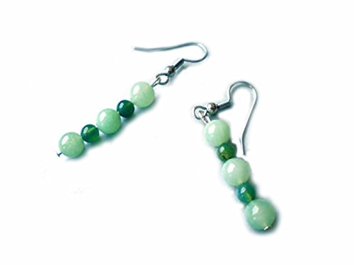 Aventurin Achat Edelstein Ohrringe Ohrhänger grün Echtsilber oder Chirurgenstahl Material Ohrhaken aus Chirurgenstahl von Ulrike Schmitt Edelsteinkreationen