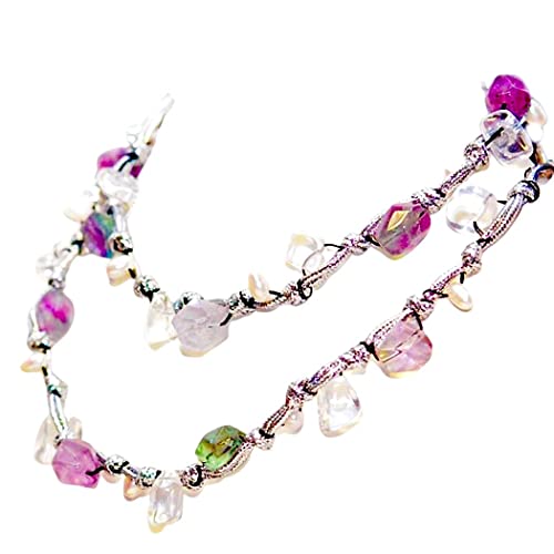 Bergkristall Fluorit Perlen Halskette Kette auf Silberband mit Knebelverschluss von Ulrike Schmitt Edelsteinkreationen