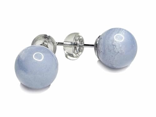 Chalcedon Edelstein Kugel Ohrstecker Echtsilber von Ulrike Schmitt Edelsteinkreationen
