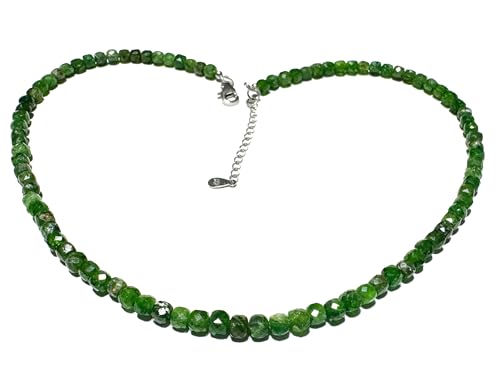 Chrom-Diopsid Sternsmaragd grün Edelstein Würfel Halskette Kette mit Verlängerung von Ulrike Schmitt Edelsteinkreationen