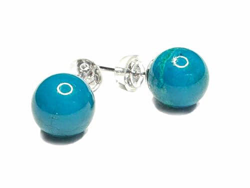 Chrysokoll Edelstein Kugel Ohrstecker Ohrringe blau grün Chrysokoll Edelstein Kugel Ohrstecker Ohrringe blau grün von Ulrike Schmitt Edelsteinkreationen