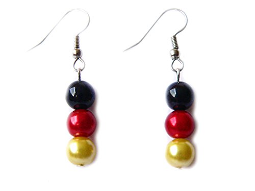 Deutschland EM WM Edelstein Fanartikel Ohrringe Ohrhänger Chirurgenstahl oder Echtsilber MaterialType1 Vergoldete Ohrhaken Sterlingsilber von Ulrike Schmitt Edelsteinkreationen