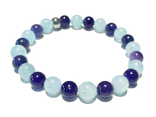 FISCHE: Aquamarin Amethyst Sternzeichen Edelstein Stretch Armband Größenwahl DisplayLength 18 von Ulrike Schmitt Edelsteinkreationen