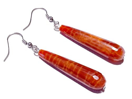 Feuerachat rot Achat Edelstein Ohrringe Ohrtropfen 925 er Echtsilber oder Chirurgenstahl MaterialType1 Ohr-Brisur aus Sterlingssilber von Ulrike Schmitt Edelsteinkreationen
