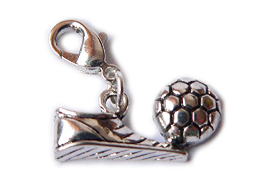 Fußball Schuhe Fussballschuhe mit Ball Charm Anhänger Karabiner oder Handyband Material nur Karabinerhaken von Ulrike Schmitt Edelsteinkreationen