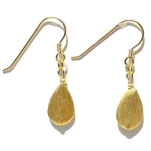 Gold Ohr Tropfen Blatt Ohrringe Ohrhänger vergoldet 925 Silber von Ulrike Schmitt Edelsteinkreationen