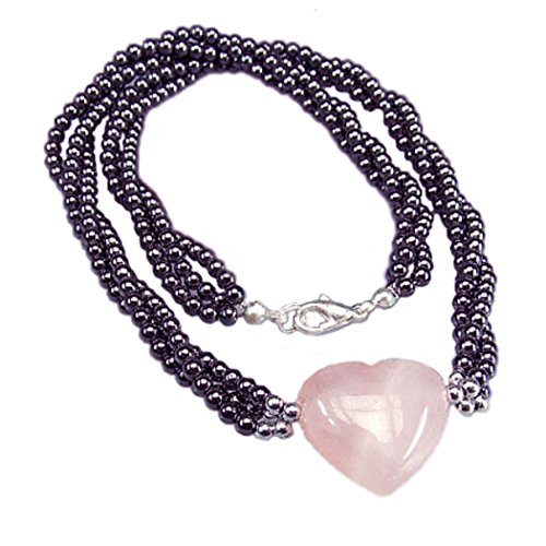 Hämatit Halskette Mehrstrang Kette mit Rosenquarz Herz Anhänger Hämatit Halskette Mehrstrang Kette mit Rosenquarz Herz Anhänger von Ulrike Schmitt Edelsteinkreationen