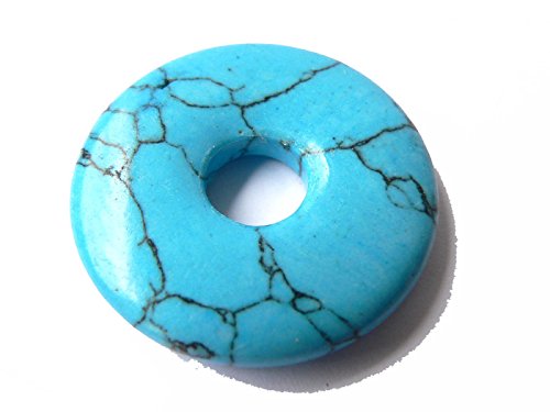 Howlith-Türkis Edelstein Donut Ketten Anhänger 4 cm von Ulrike Schmitt Edelsteinkreationen