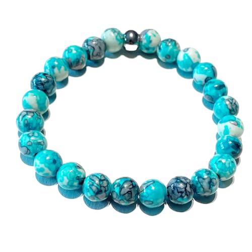 Jade aqua blau Edelstein Stretch Kugel Armband Längen Wahl DisplayLength 22 von Ulrike Schmitt Edelsteinkreationen
