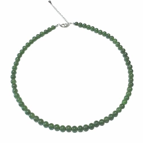 Jade nephrit Edelstein Kette Halskette Collier grün rhodoniert Verlängerungskettchen von Ulrike Schmitt Edelsteinkreationen