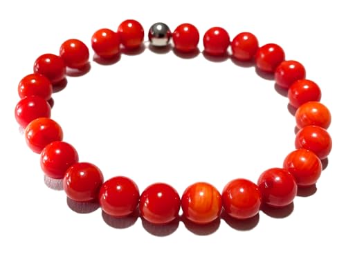 Koralle natur rot Edelstein Stretch Armband Längen Wahl DisplayLength 16 von Ulrike Schmitt Edelsteinkreationen