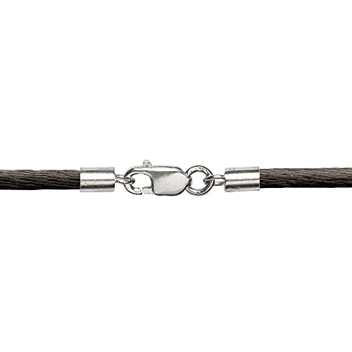 Lederband schwarz aus Ziege ca. 1,5 mm Karabiner versilbert 40 cm von Ulrike Schmitt Edelsteinkreationen