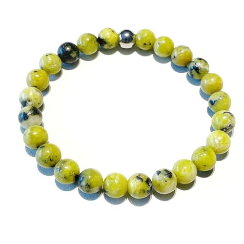 Lizardit gelb grün Edelstein Kugel Armband Größenwahl DisplayLength 17 von Ulrike Schmitt Edelsteinkreationen