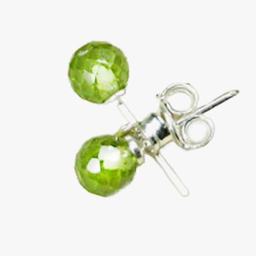 Peridot facettiert Edelstein Kugel Ohrstecker Echtsilber von Ulrike Schmitt Edelsteinkreationen