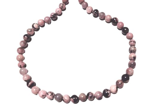 Rhodonit rosa schwarz Edelstein Halskette Steinkette DisplayLength 45 von Ulrike Schmitt Edelsteinkreationen