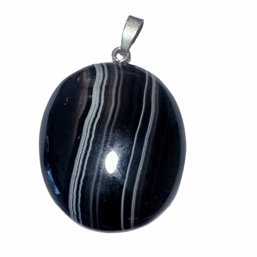 Sardonyx schwarz blau Edelstein Kettenanhänger Silberanhänger Anhänger Cabochon Tropfen von Ulrike Schmitt Edelsteinkreationen