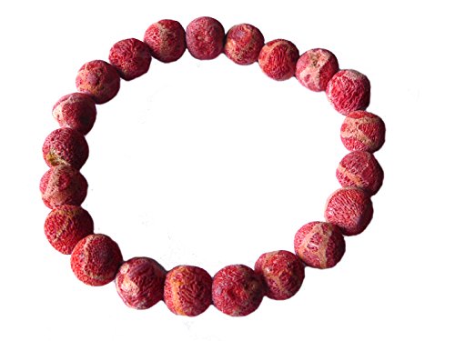 Ulrike Schmitt Edelsteinkreationen Schaumkoralle unpoliert Kugel Stretch Armband XXL (22 cm, Rot) von Ulrike Schmitt Edelsteinkreationen
