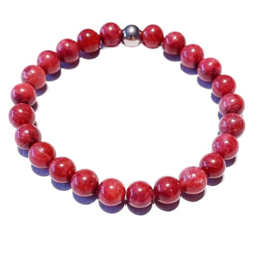 Thulit Edelstein Kugelarmband Armband Stretcharmband Größenwahl rot Größe 18 Zentimeter (M) von Ulrike Schmitt Edelsteinkreationen