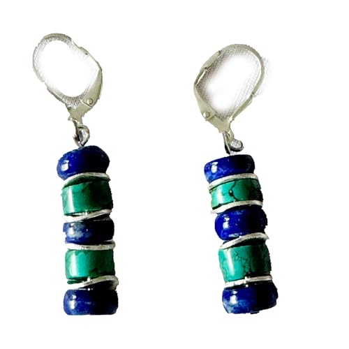 Türkis mit Lapislazuli in Silberplättchen Ohrringe Ohrhänger 925er Echtsilber oder Chirurgenstahl MaterialType1 Ohr-Brisur aus Sterlingssilber Türkis mit Lapislazuli in Silberplättchen Ohrringe Ohrhänger 925er Echtsilber oder Chirurgenstahl MaterialType1 Ohr-Brisur aus Sterlingssilber von Ulrike Schmitt Edelsteinkreationen
