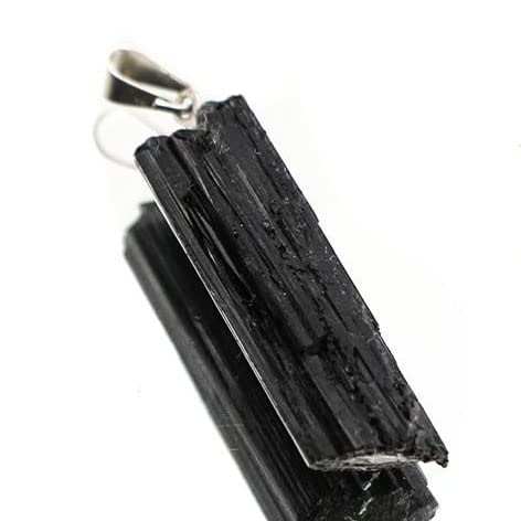 Turmalin schwarz Schörl Edelstein Kristall Stab Anhänger Kettenanhänger Endflächen von Ulrike Schmitt Edelsteinkreationen