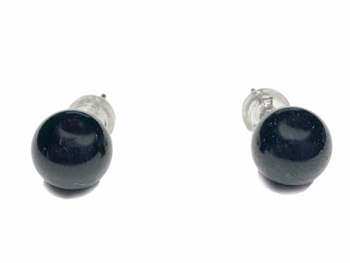Turmalin schwarz Schörl Edelstein Kugel Ohrstecker von Ulrike Schmitt Edelsteinkreationen