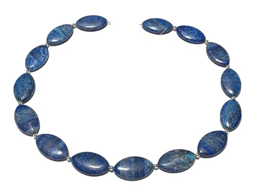 Ulrike Schmitt Edelsteinkreationen Lapislazuli blau oval Edelstein Kette mit Echtsilber Perlen DisplayLength 45 von Ulrike Schmitt Edelsteinkreationen