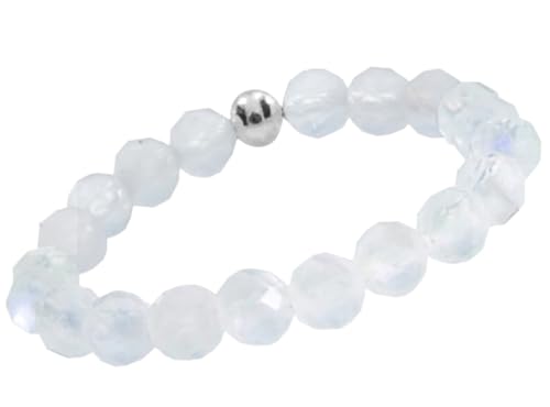 Regenbogenmondstein weiß Finger Ring Echtsilber Elastikband dehnbar von Ulrike Schmitt Edelsteinkreationen