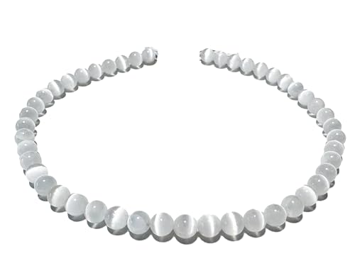 Selenit weiß Edelstein Kugel Kette Halskette Längenwahl DisplayLength 48 von Ulrike Schmitt Edelsteinkreationen