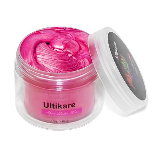 Haarfarbe Wachs,Ultikare Temporäre Haarfärbemittel, Instant Hair Dye Cream Mud Washable Natürliche Haarfarbe Pomade, Styling Hair Clays for Men Women for Party, Cosplay & Halloween (Pink)… von Ultikare