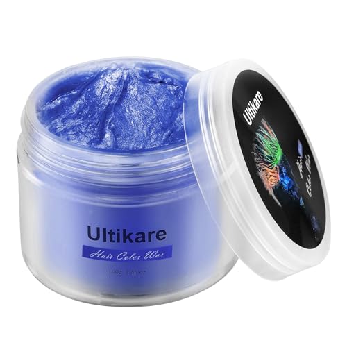 Temporäre Haarfarbe Auswaschbar, Ultikare Haarfarbe Wachs Light Blue Temporary Hair Color Hair Color Wax für kinder Männer Frauen Frauen Party Cosplay, Christmas Halloween 100g /3.4 oz von Ultikare