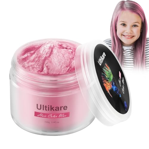 Temporäre Haarfarbe Auswaschbar, Ultikare Haarfarbe Wachs Light Pink Temporary Hair Color Hair Color Wax für kinder Männer Frauen Frauen Party Cosplay, Halloween 100g /3.4 oz von Ultikare