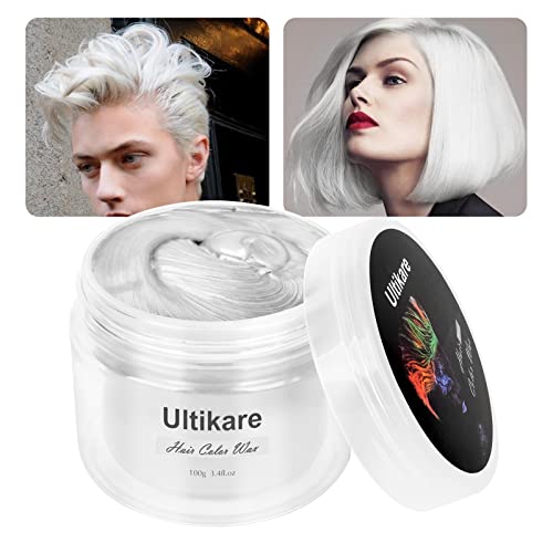 Temporäre Haarfarbe Creme, Ultikare Haarfarbe Wachs TTemporäre Haarwachs Farbe Instant DIY Cosplay für Karneval Weihnachten Halloween-Partys für Männer und Frauen (Weiß) von Ultikare