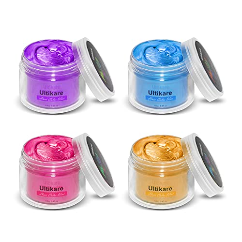 Temporäre Haarfarbe Creme, Ultikare Haarfarbe Wachs Temporäre Set Instant DIY Cosplay für Karneval Weihnachten Halloween-Partys für Mädchen und Frauen, 4 Farben von Ultikare