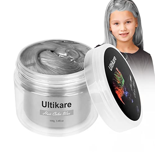 Ultikare Temporäre Haarfarbe Creme - Wachs Set für Instant DIY Cosplay, Karneval, Weihnachten, Halloween-Partys - für Männer und Frauen (Grey) von Ultikare